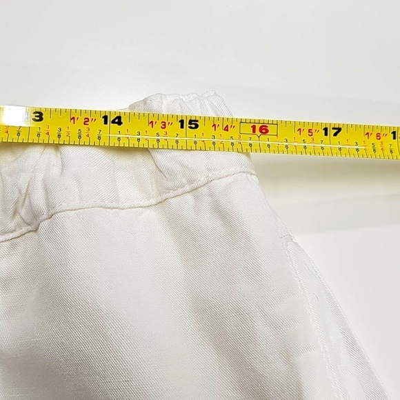 Eileen Fisher White Linen Blend Ankle Joggers Size M, Drawstring Waist, Pockets - Picture 10 of 13
